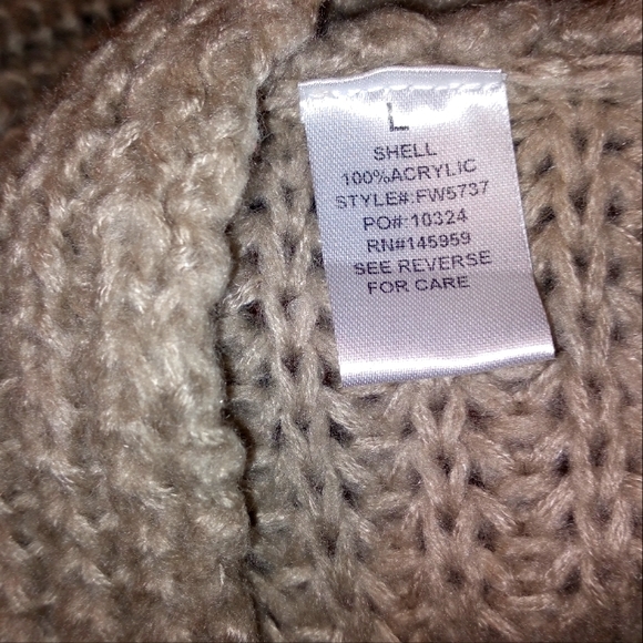 VICI Knit Tan Shawl Collar V-Neck Pullover Cropped Balloon Sleeve Sweater Large - Picture 5 of 5